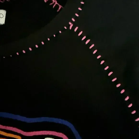 Lauren Moshi Jocelyn Neon Line Tiger drop shoulder pullover OVERSIZED M sweater - Picture 9 of 14